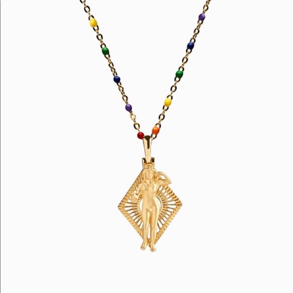 Awe Inspired Jewelry - 14k Gold Plated Hermaphrodite Pride Necklace